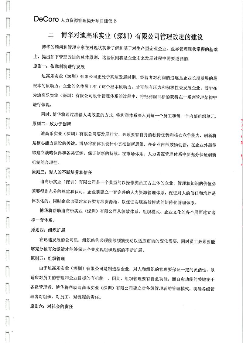 迪高乐人力资源管理提升咨询项目
